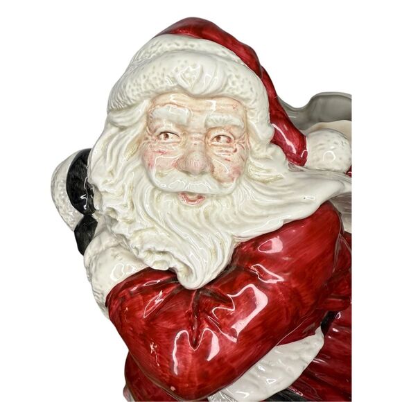 1987 Fitz and Floyd Santa w/ Open Bag Centerpiece Planter 16” Vintage Christmas - Picture 6 of 11